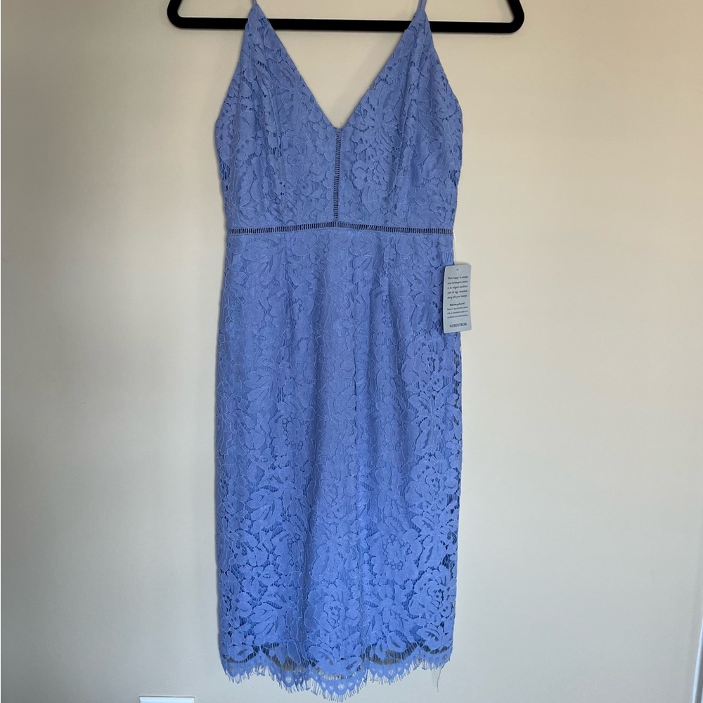 Astr Periwinkle Inset Lace Sheath Dress (XS)